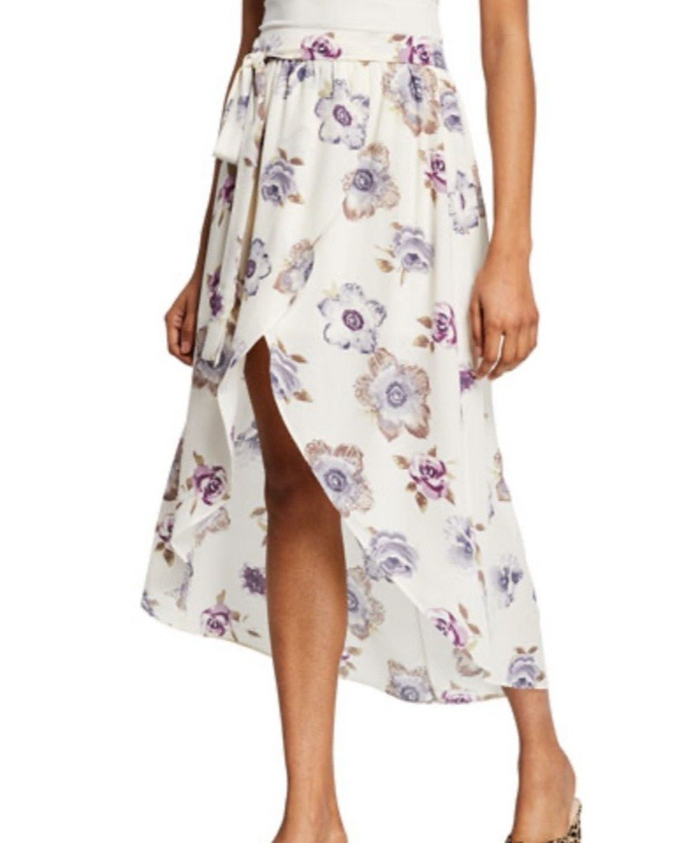 JOA Womens floral high low tie wrap skirt boho Medium A009331